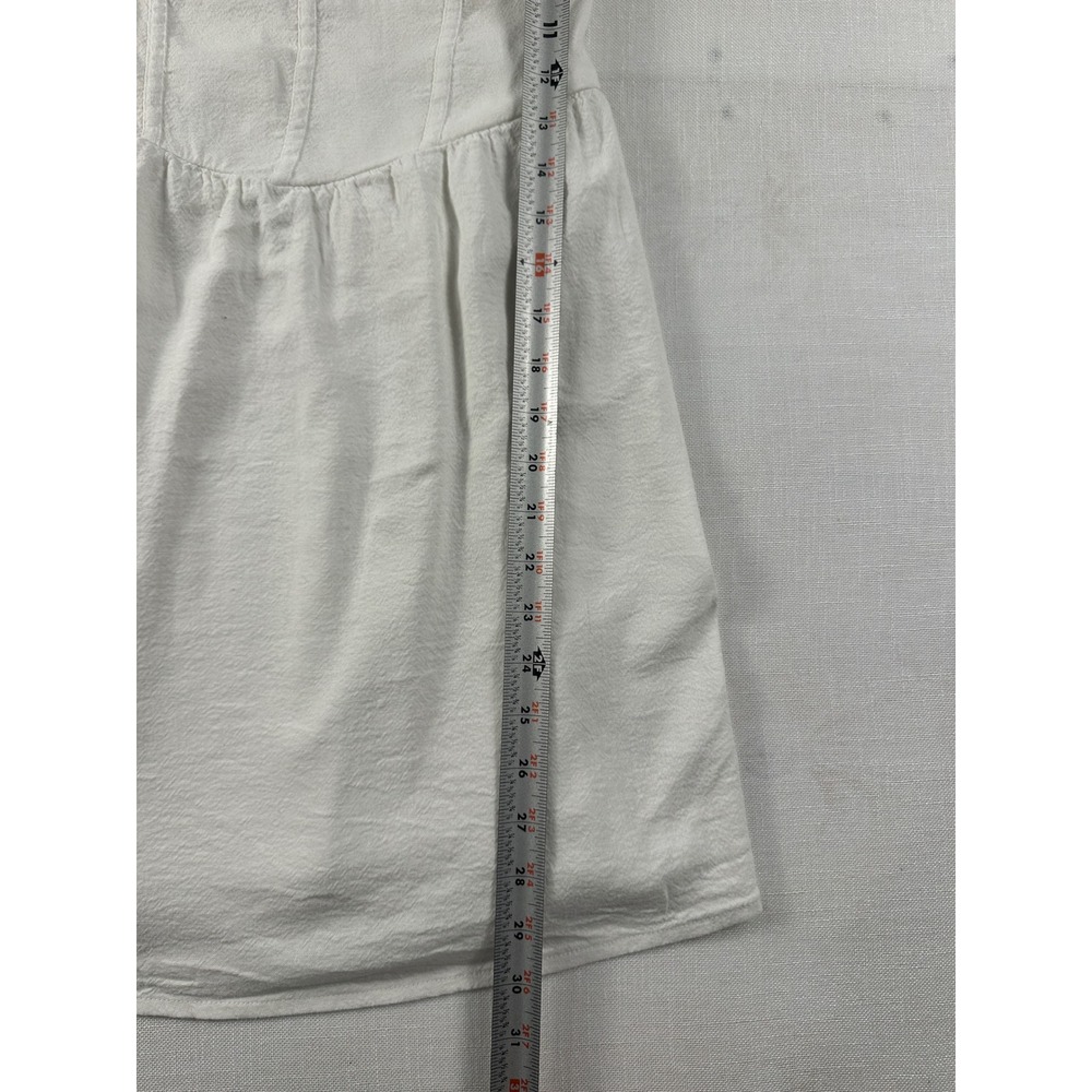 Hollister White Milkmaid Mini Dress Smocked Back Cotton Blend Size M 359D2777 - Picture 5 of 8